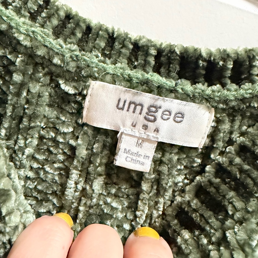 Umgee Sage Green Ribbed Chenille Crewneck Sweater - Picture 3 of 4